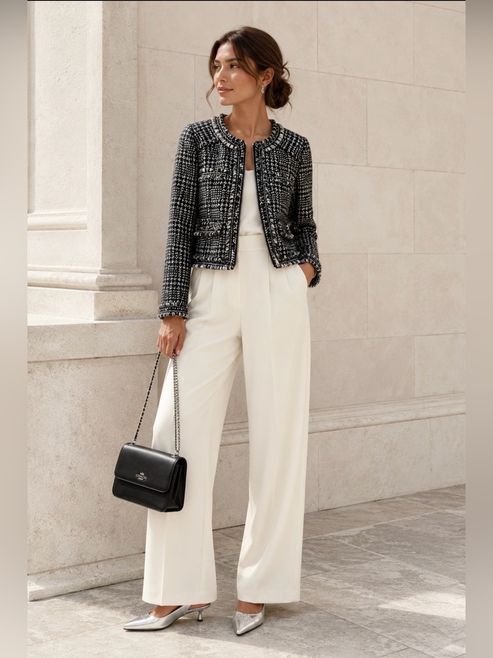 🛍️ Vertigo Paris Metallic Houndstooth Tweed Jacket XS